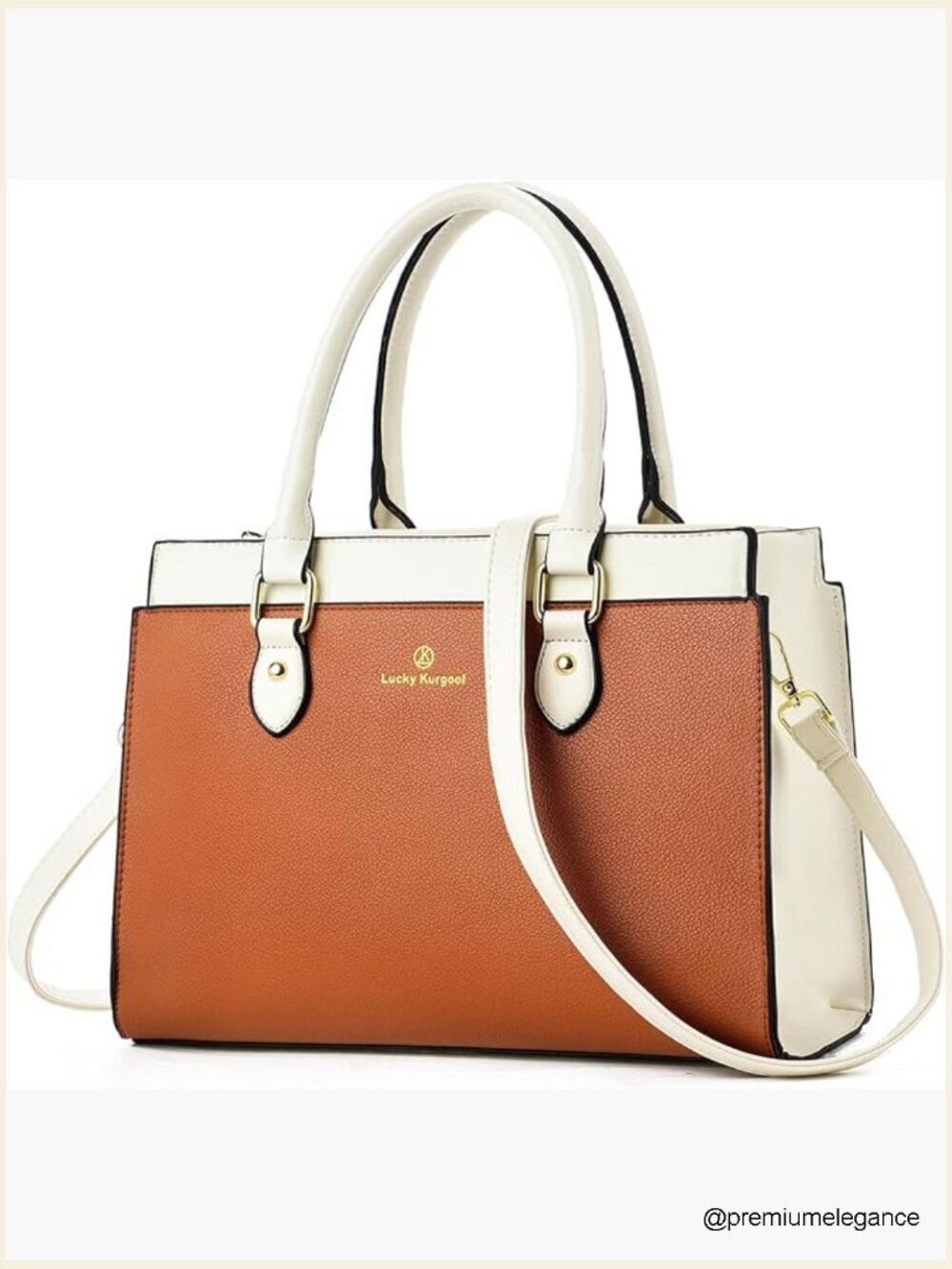 Dual-tone Faux Leather Tote Satchel Handbag Crossbody Shoulder Bag